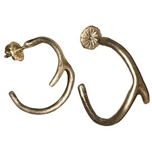 Vintage Sterling Silver Hoop Earrings Antlers 925 Wildlife Outdoor Nature